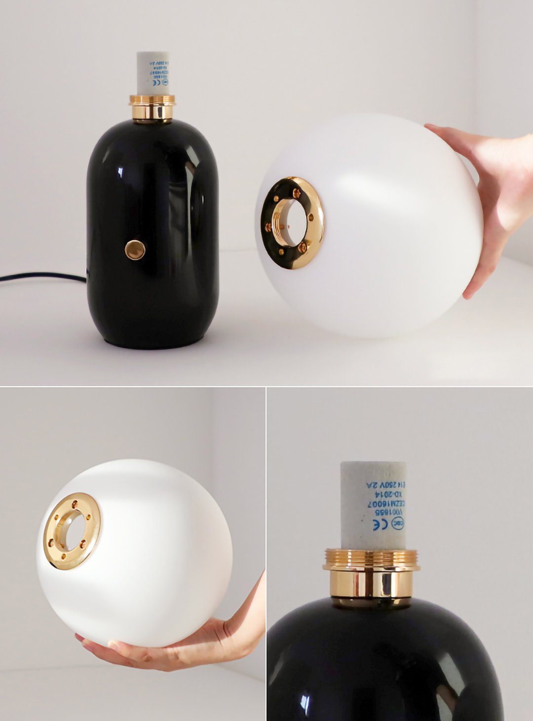 Minimalist Spherical Table Lamp with Cylindrical Base
