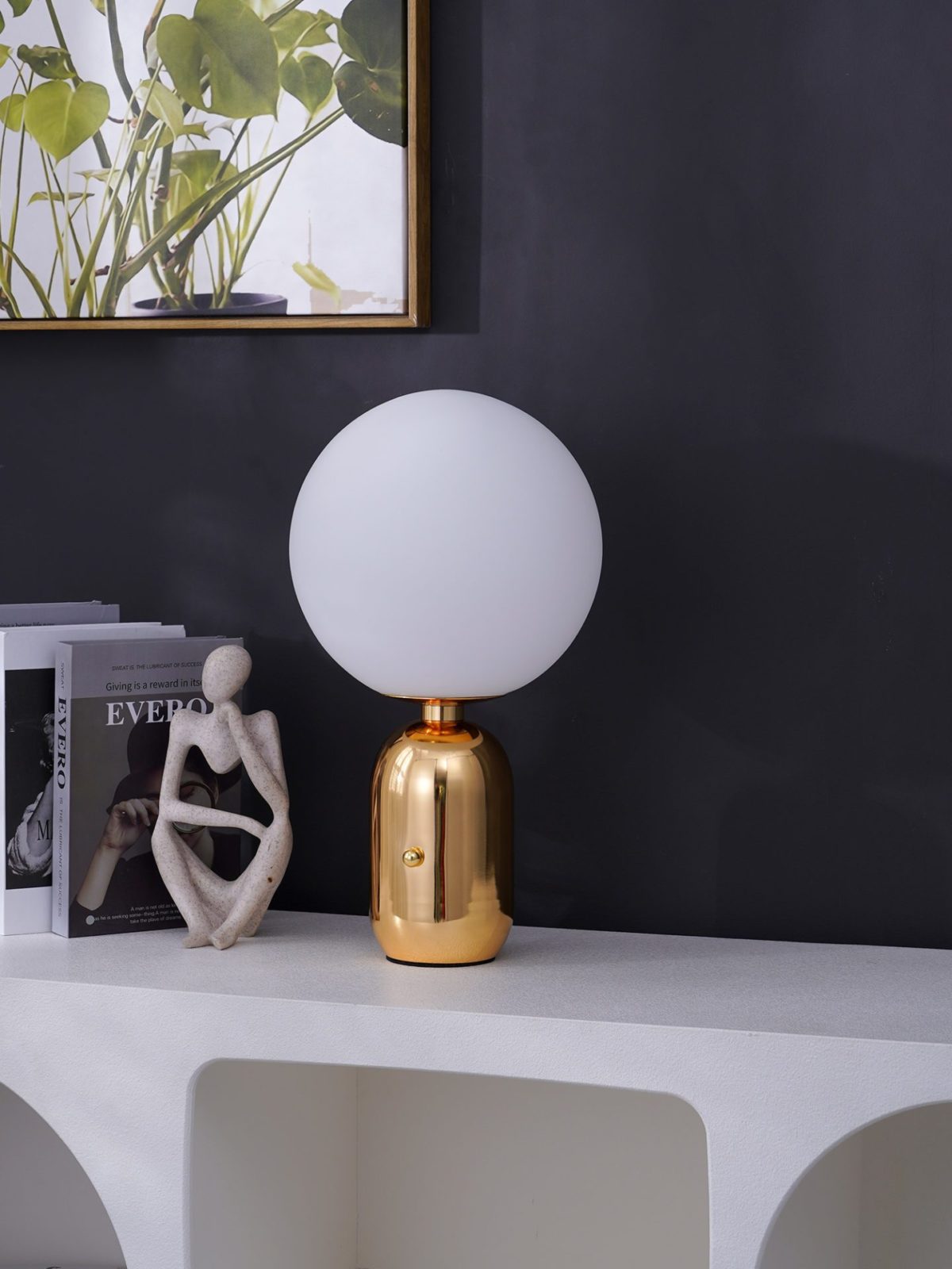 Minimalist Spherical Table Lamp with Cylindrical Base