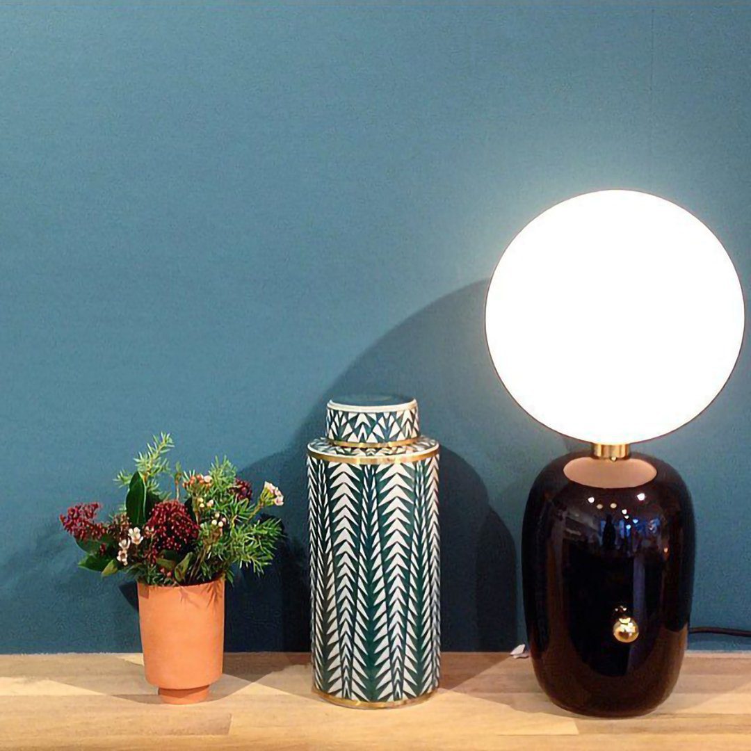 Minimalist Spherical Table Lamp with Cylindrical Base