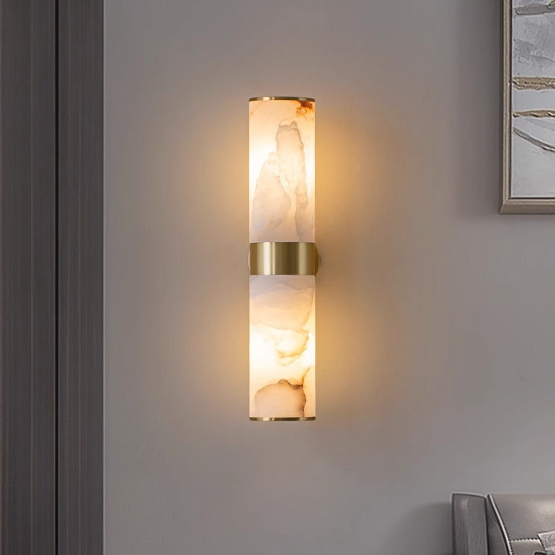 Dual Marble Tube Wall Lamp Fixture