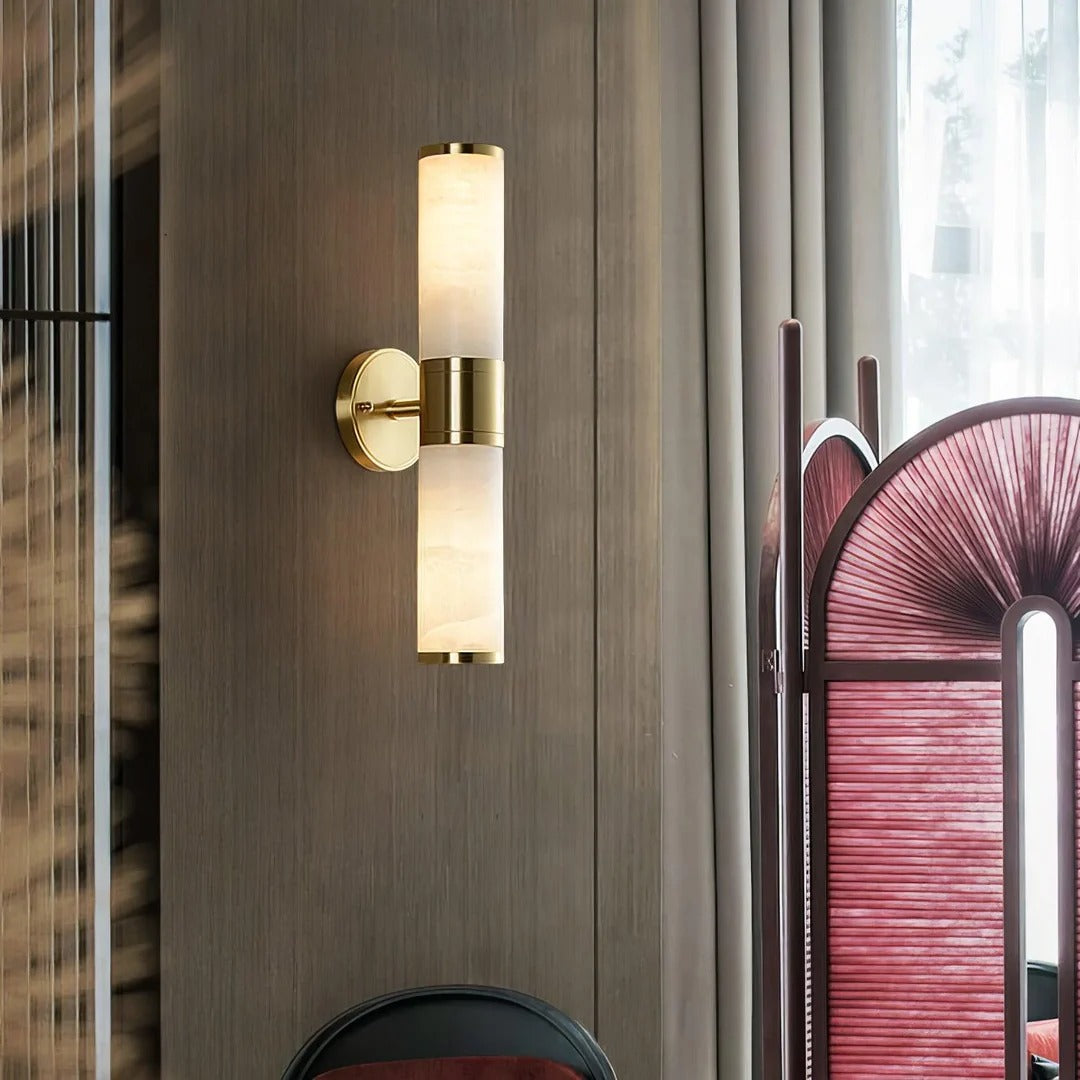 Dual Marble Tube Wall Lamp Fixture