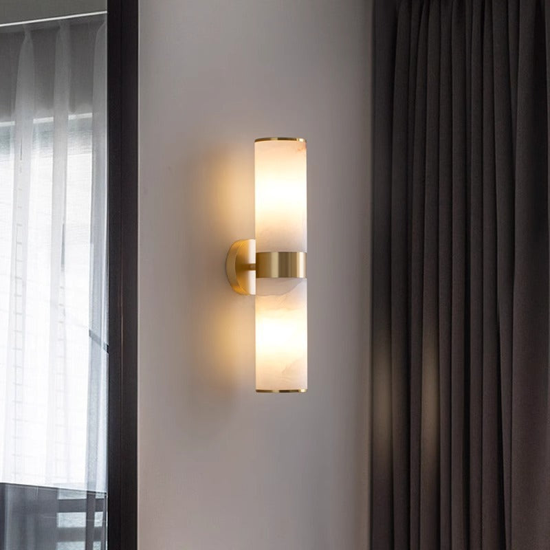 Dual Marble Tube Wall Lamp Fixture