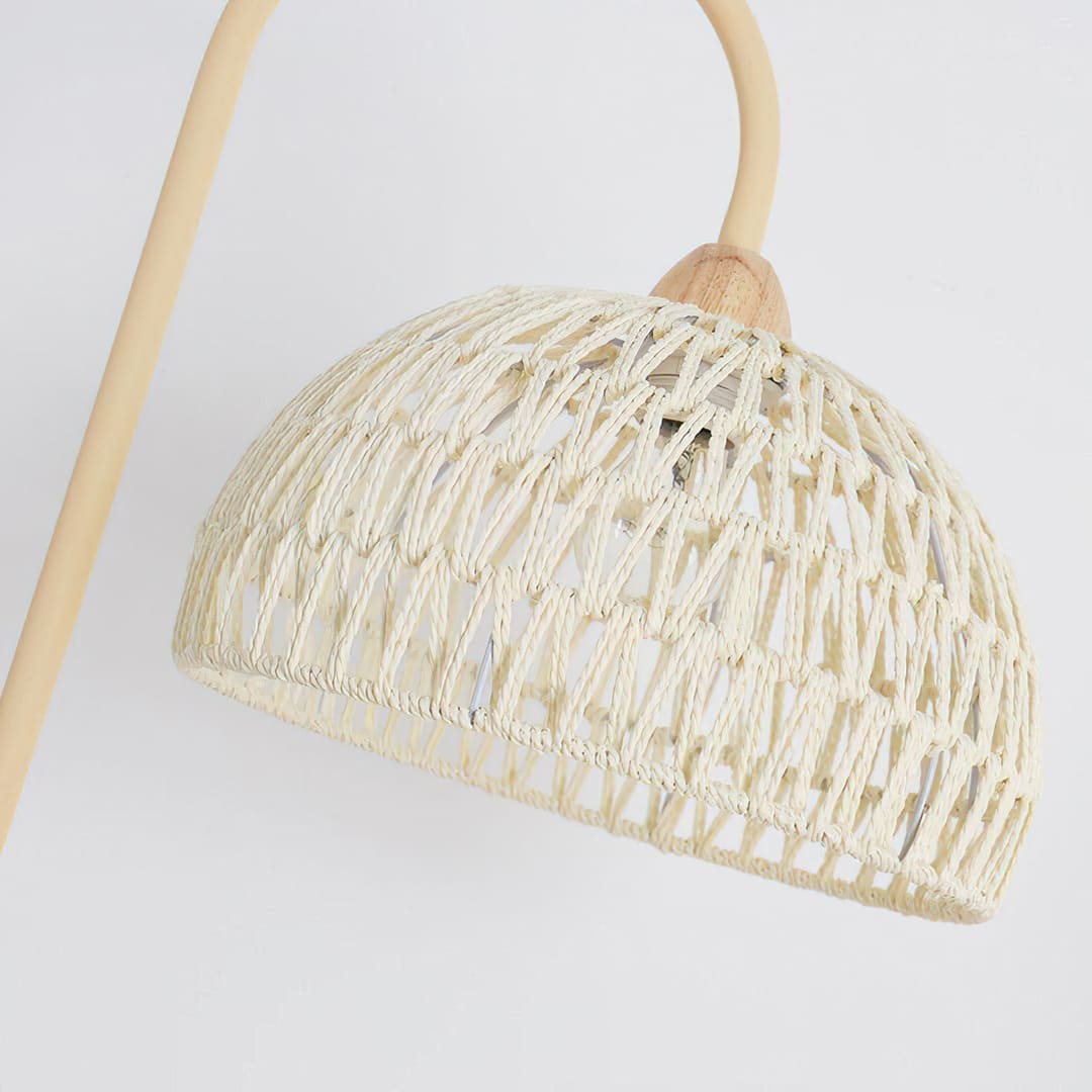Eco-Friendly Rattan Arch Floor Lamp – Modern Beige Design