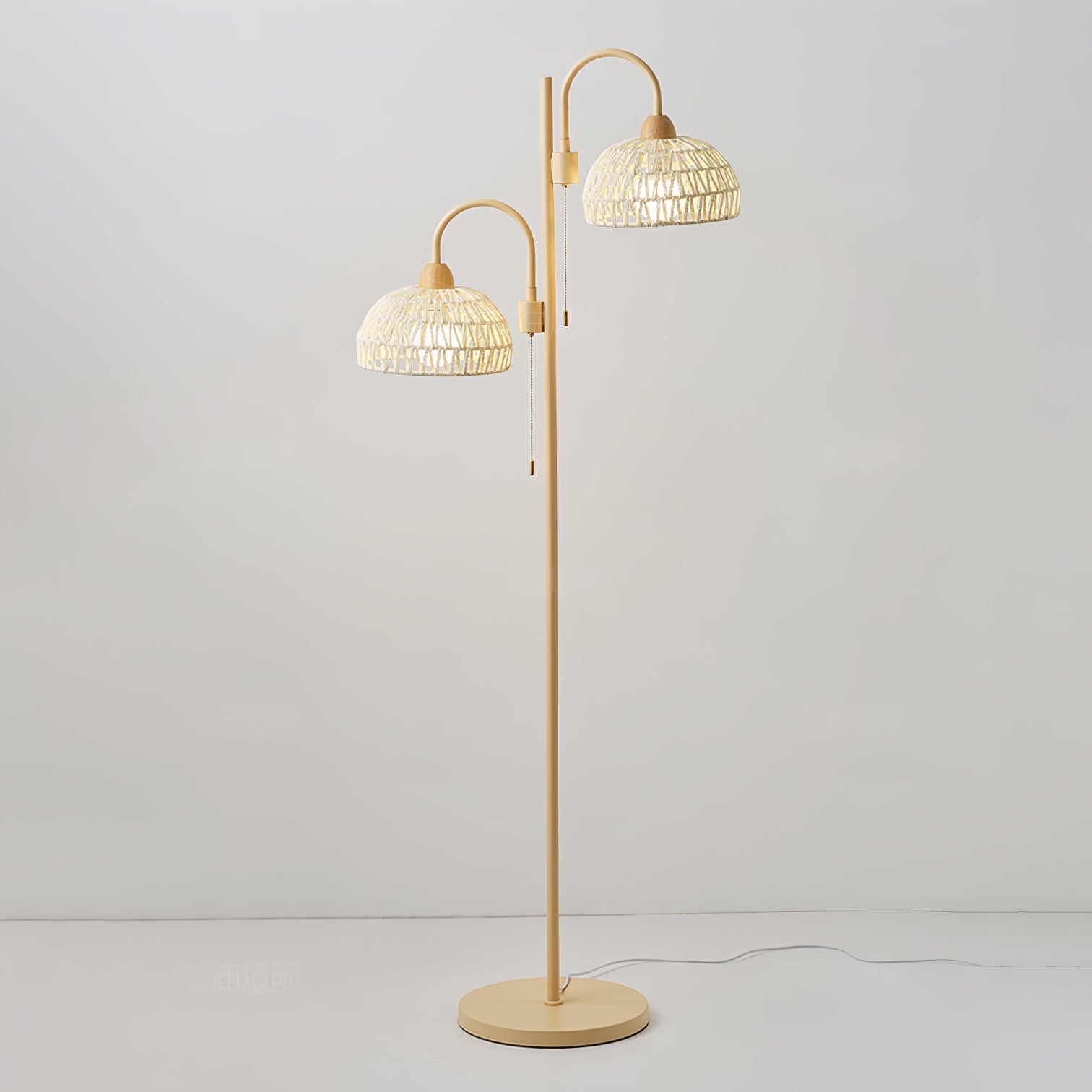 Eco-Friendly Rattan Arch Floor Lamp – Modern Beige Design