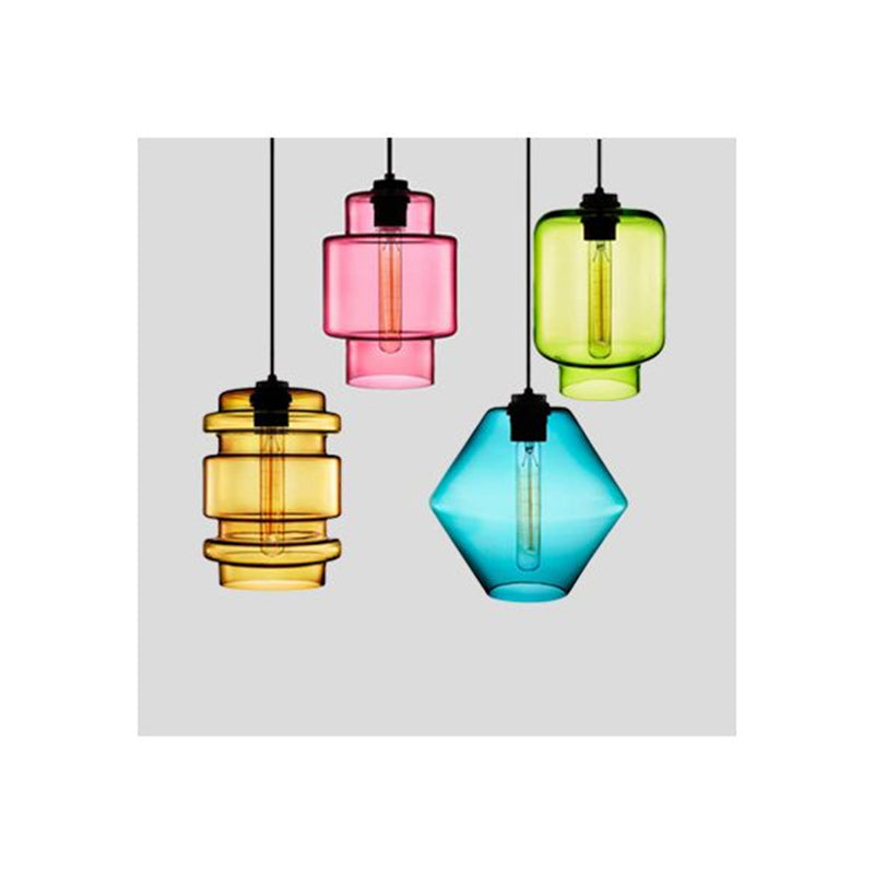 Art Deco Pendant Light Featuring Curved Hexagon