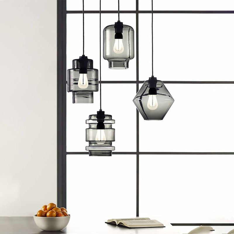 Art Deco Pendant Light Featuring Curved Hexagon