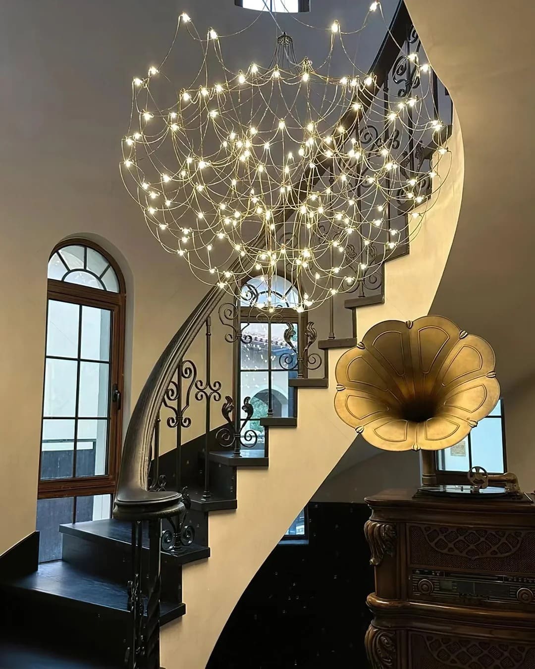 Multi-Tiered Chandelier & Geometric Elegance