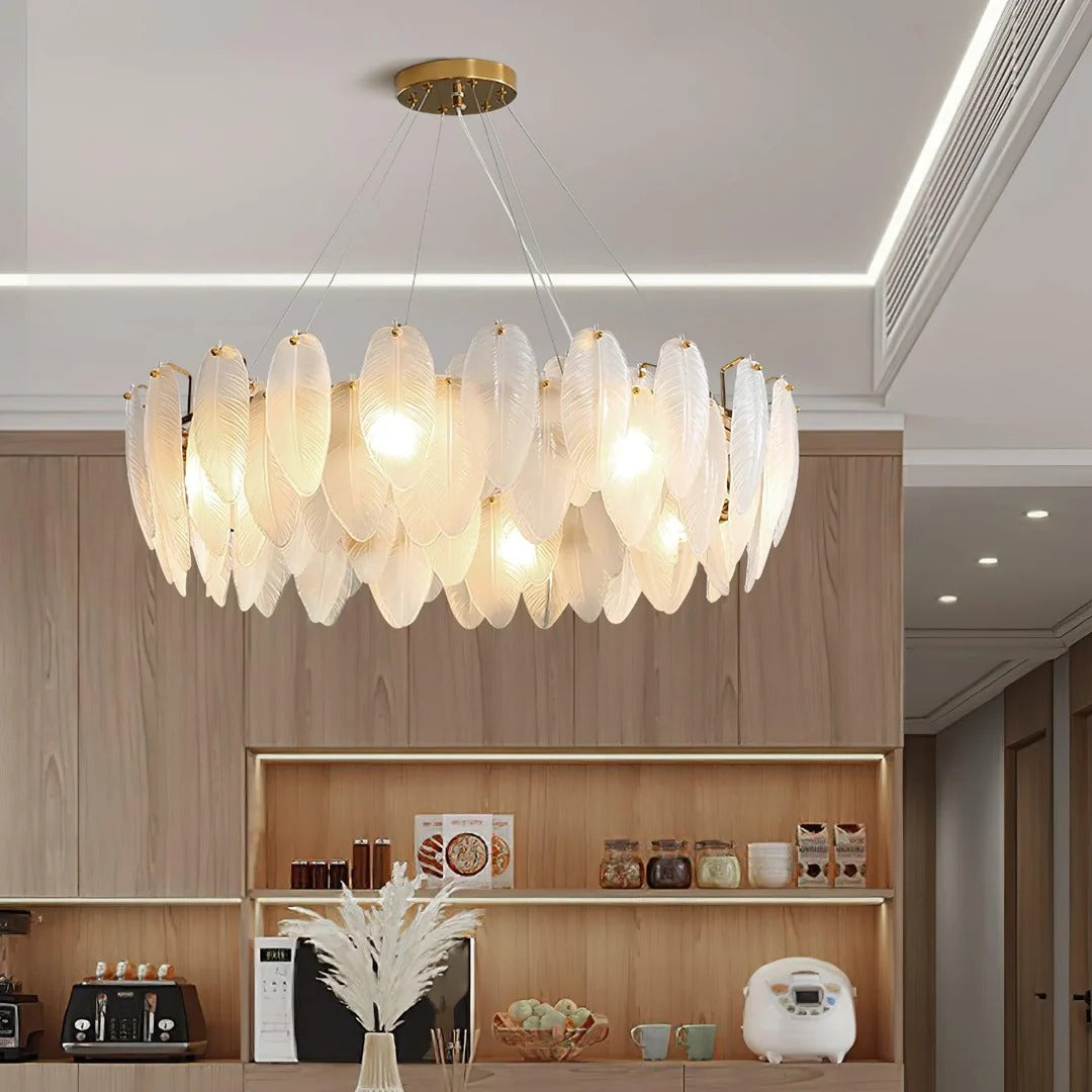 Art Deco Glass Feather Chandelier – Luxe Design