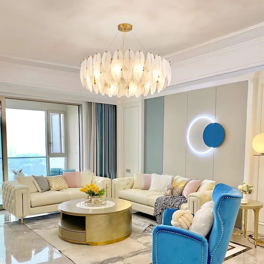 Art Deco Glass Feather Chandelier – Luxe Design