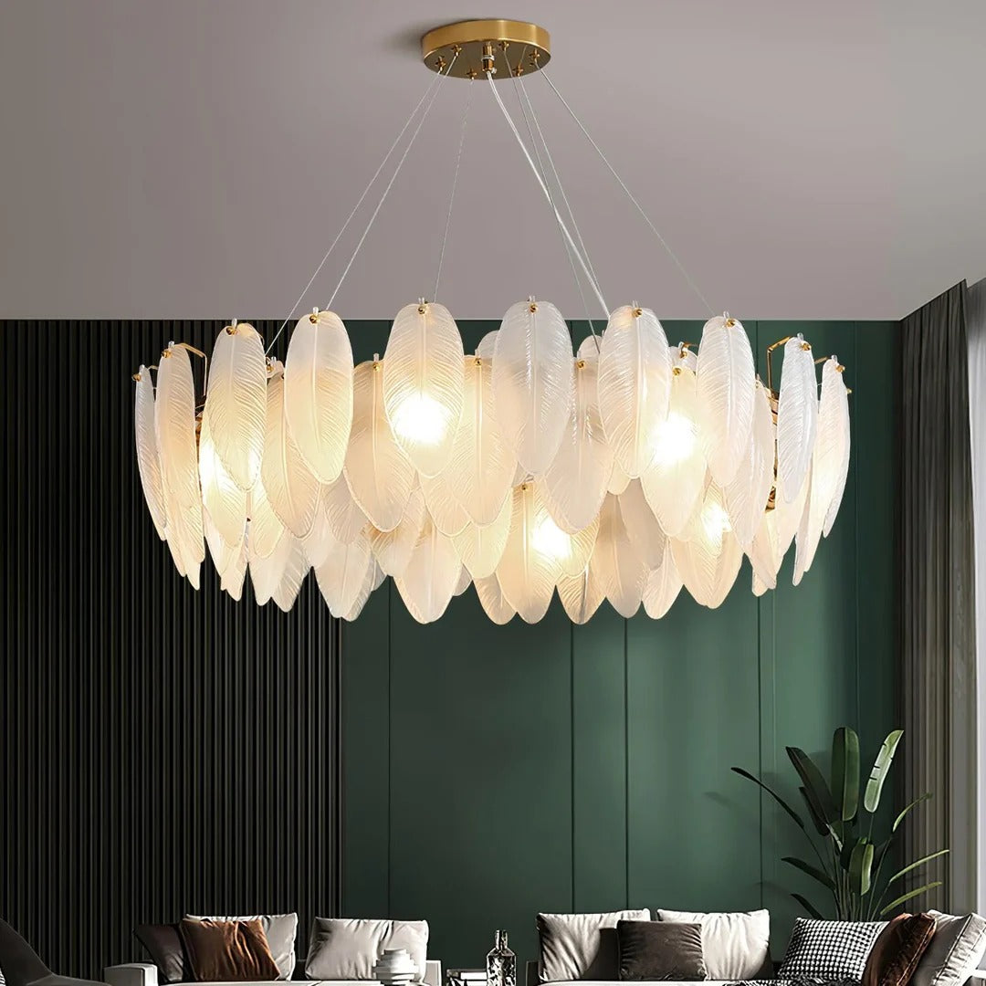Art Deco Glass Feather Chandelier – Luxe Design