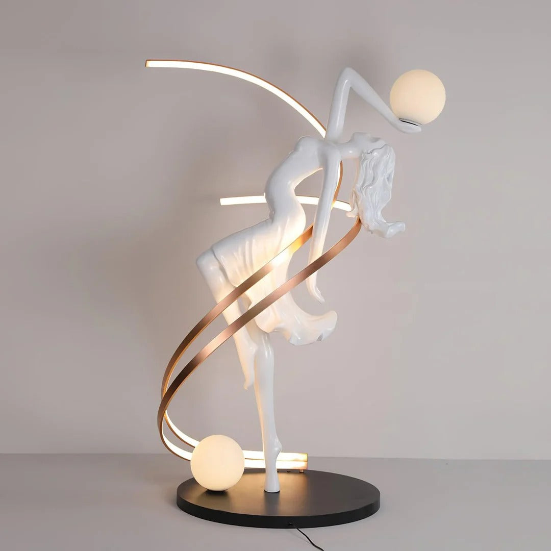 Art Deco Floor Lamp with Twisted-Ribbon Figure