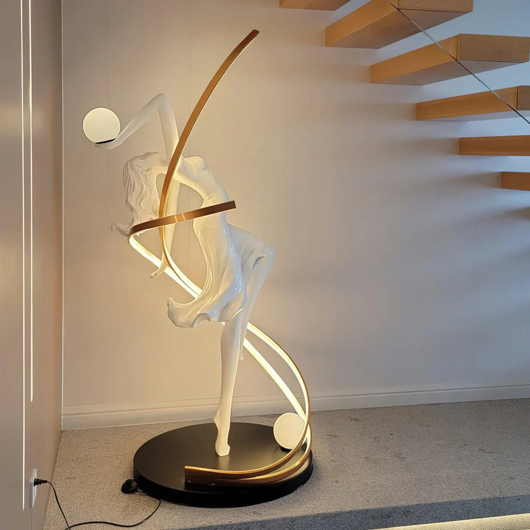 Art Deco Floor Lamp with Twisted-Ribbon Figure