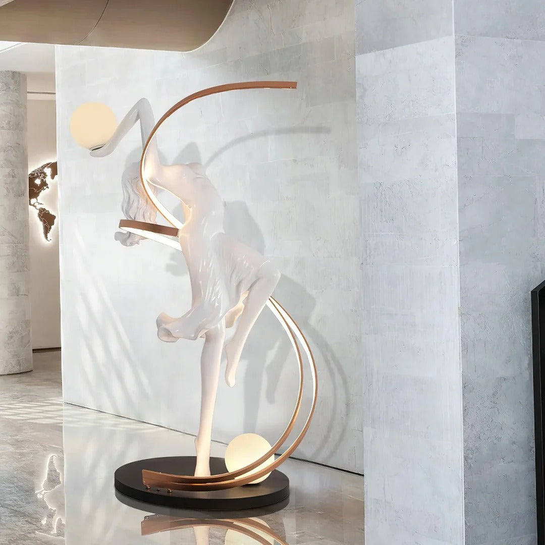 Art Deco Floor Lamp with Twisted-Ribbon Figure