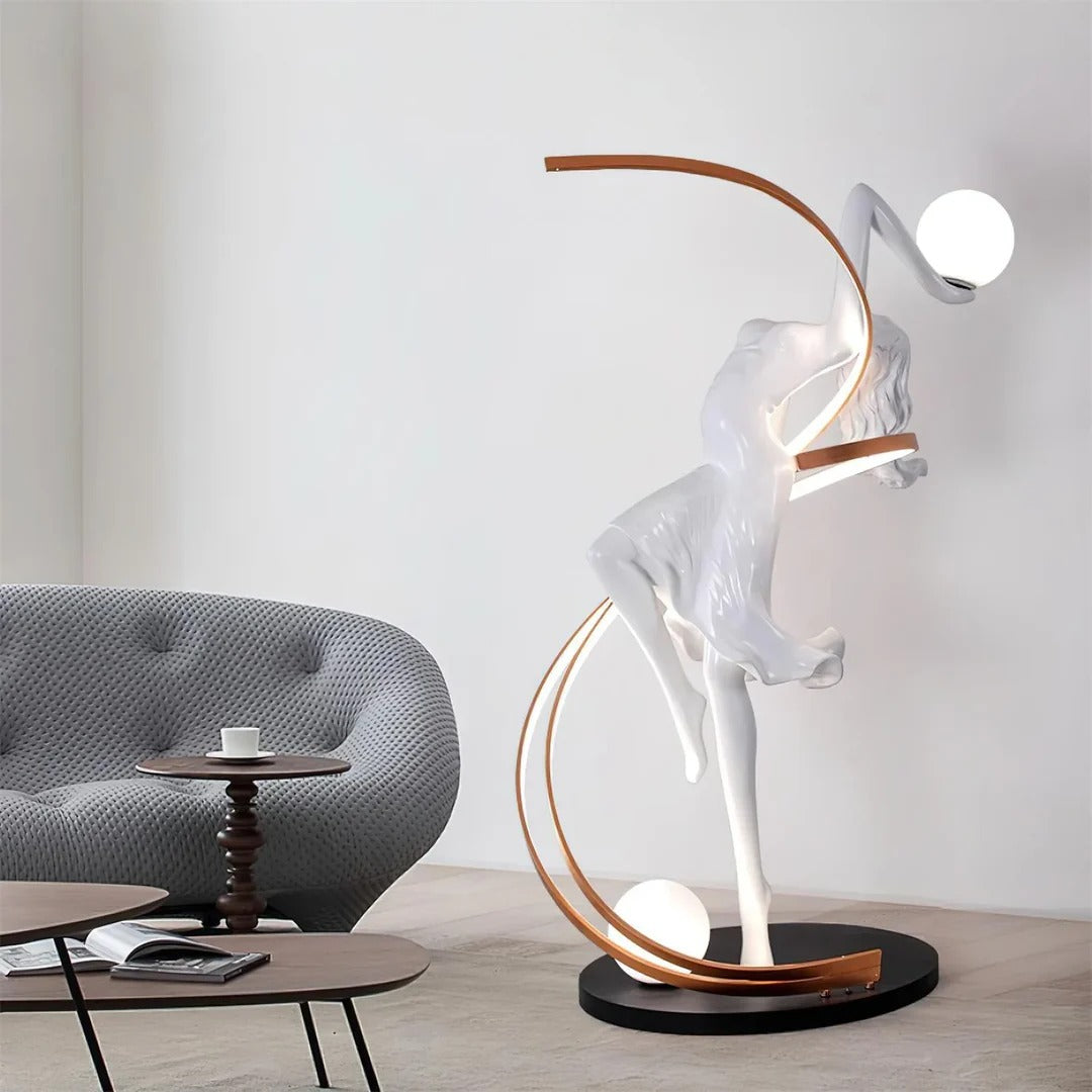 Art Deco Floor Lamp with Twisted-Ribbon Figure