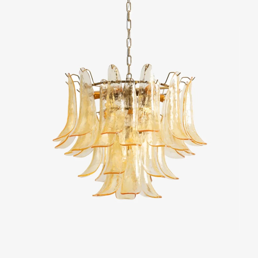 Art Deco Tiered Chandelier with Petal-Like Panels