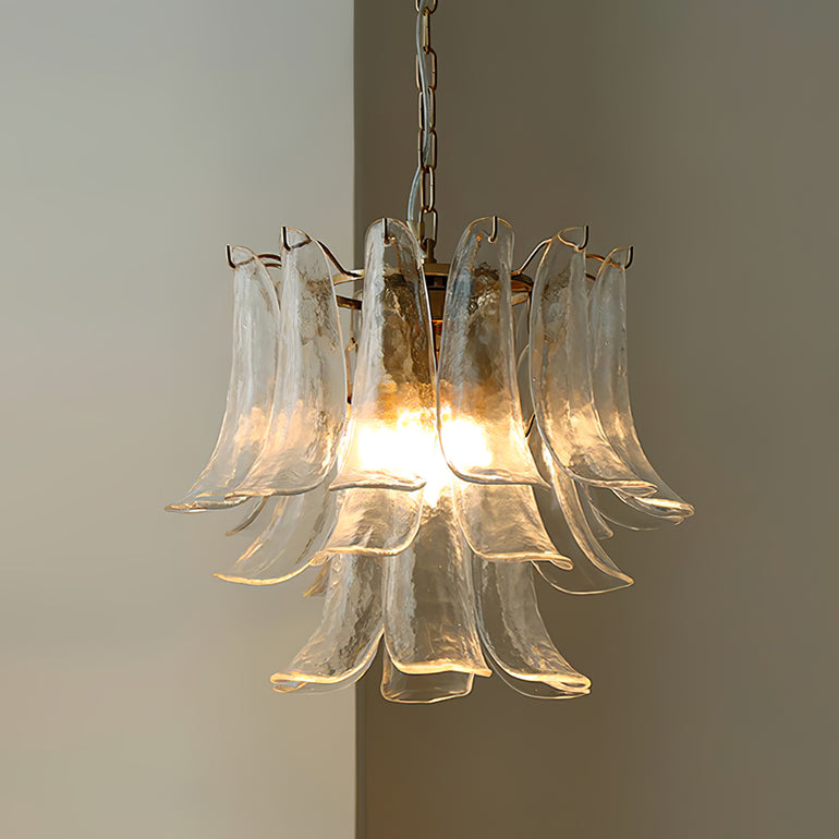 Art Deco Tiered Chandelier with Petal-Like Panels