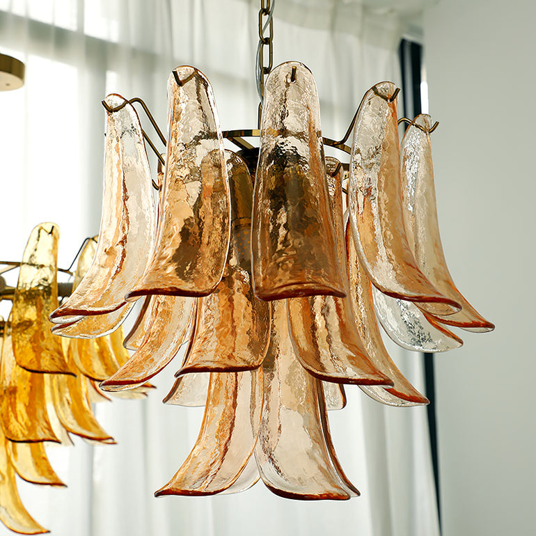 Art Deco Tiered Chandelier with Petal-Like Panels