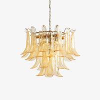 Art Deco Tiered Chandelier with Petal-Like Panels