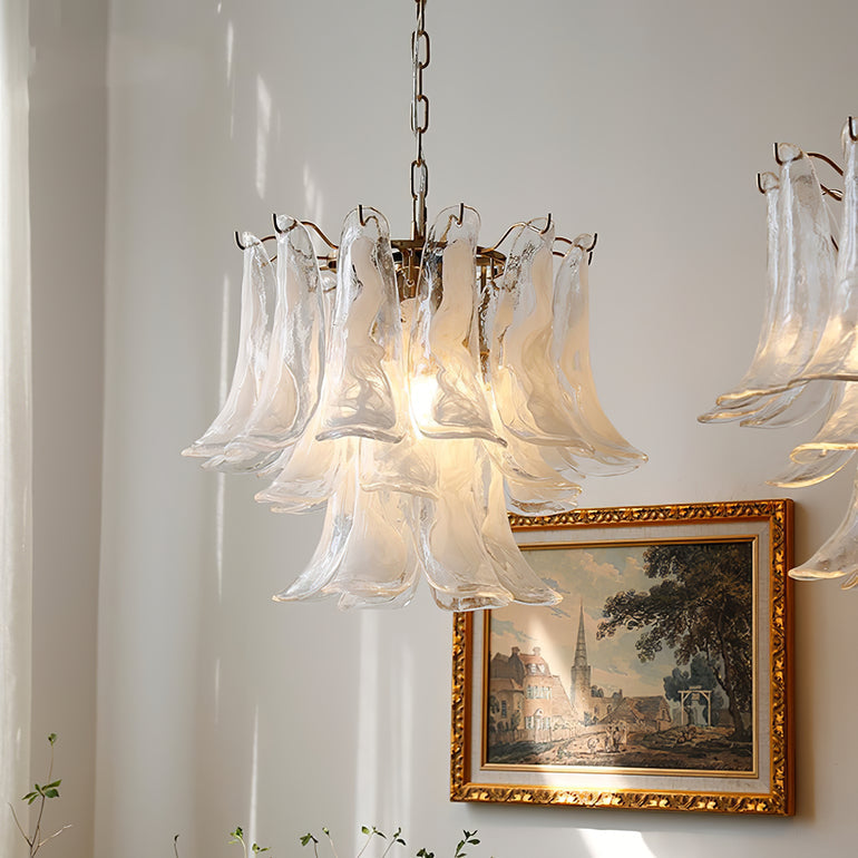 Art Deco Tiered Chandelier with Petal-Like Panels