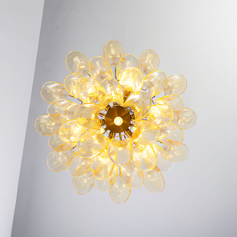 Art Deco Tiered Chandelier with Petal-Like Panels