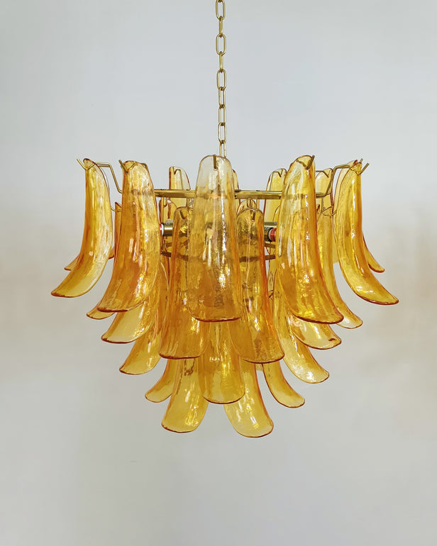 Art Deco Tiered Chandelier with Petal-Like Panels