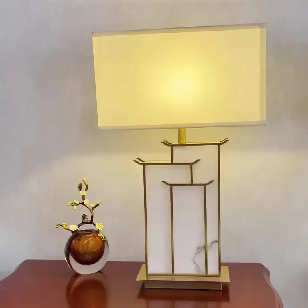 Art Deco Complex Multi-Layered Cuboid Table Lamp