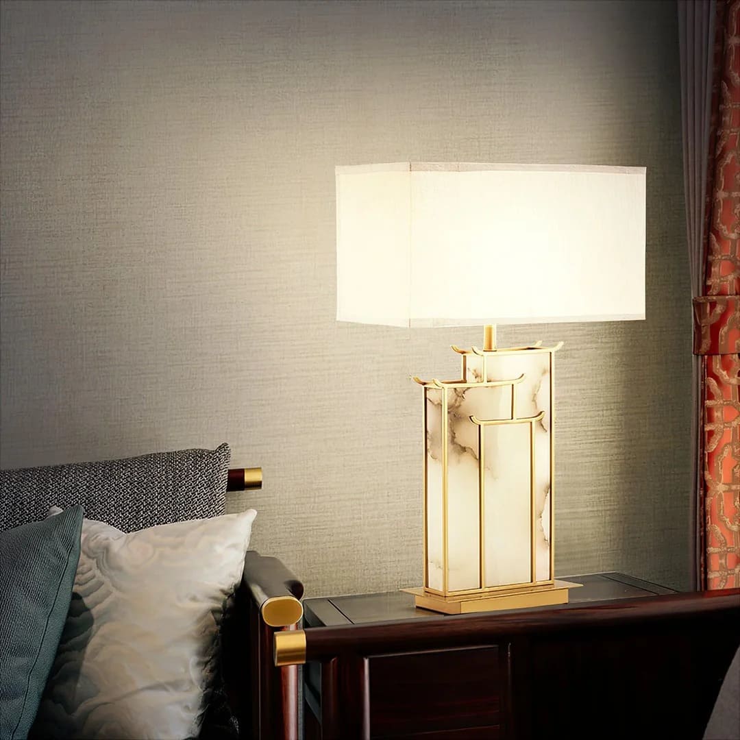 Art Deco Complex Multi-Layered Cuboid Table Lamp