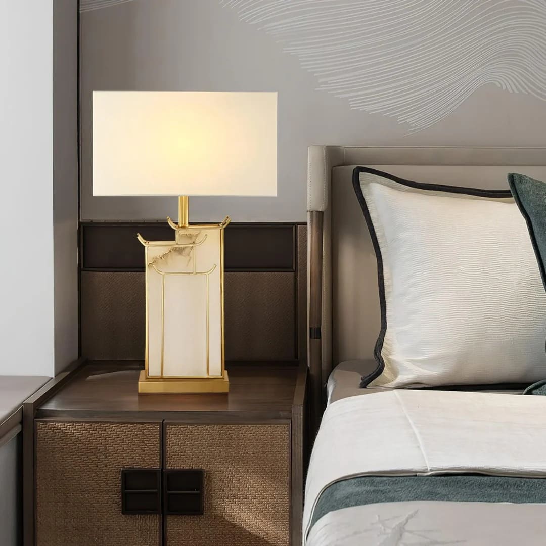 Art Deco Complex Multi-Layered Cuboid Table Lamp