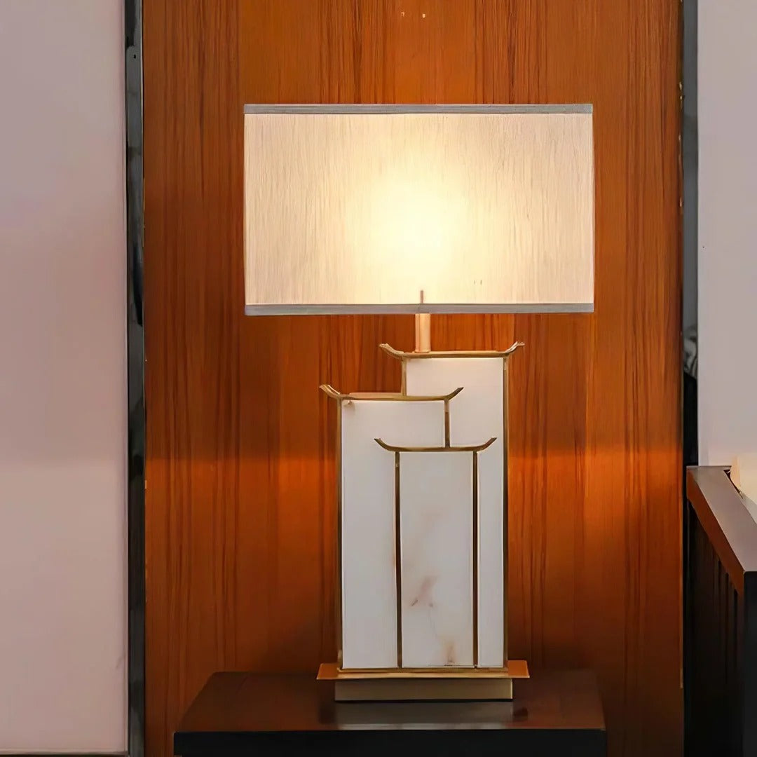 Art Deco Complex Multi-Layered Cuboid Table Lamp