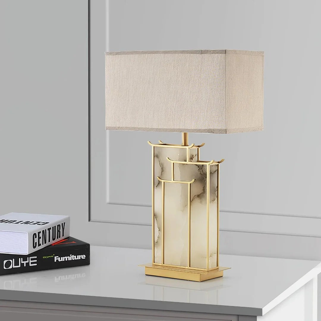 Art Deco Complex Multi-Layered Cuboid Table Lamp