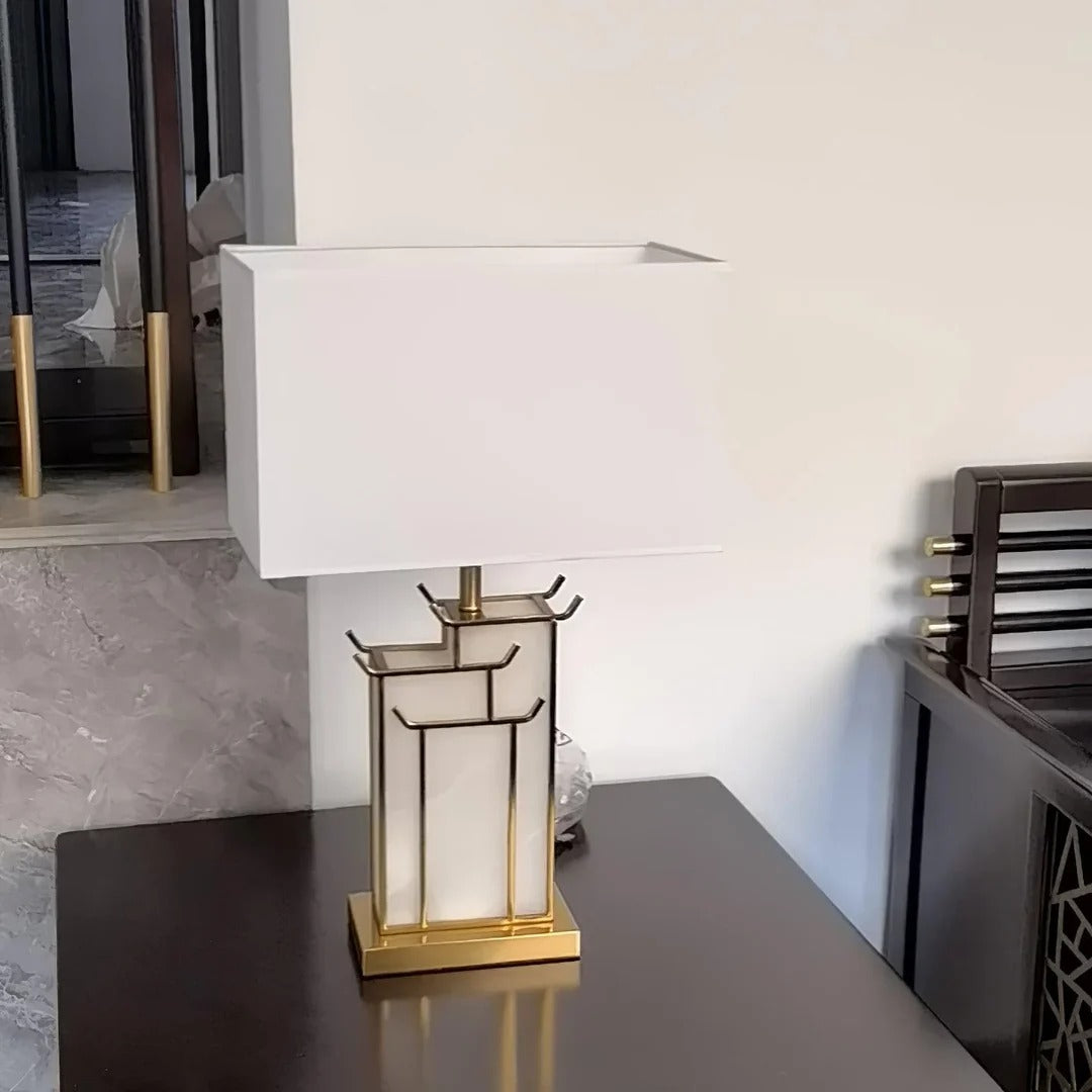 Art Deco Complex Multi-Layered Cuboid Table Lamp