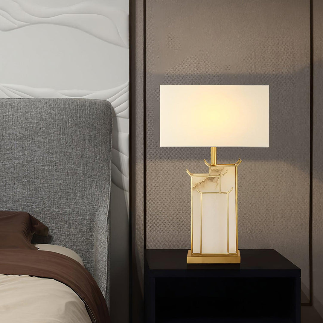 Art Deco Complex Multi-Layered Cuboid Table Lamp