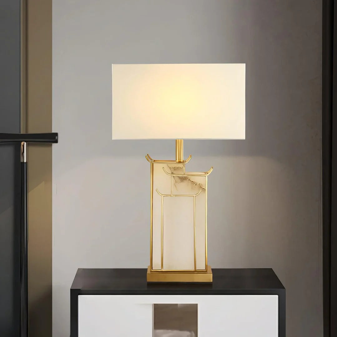 Art Deco Complex Multi-Layered Cuboid Table Lamp