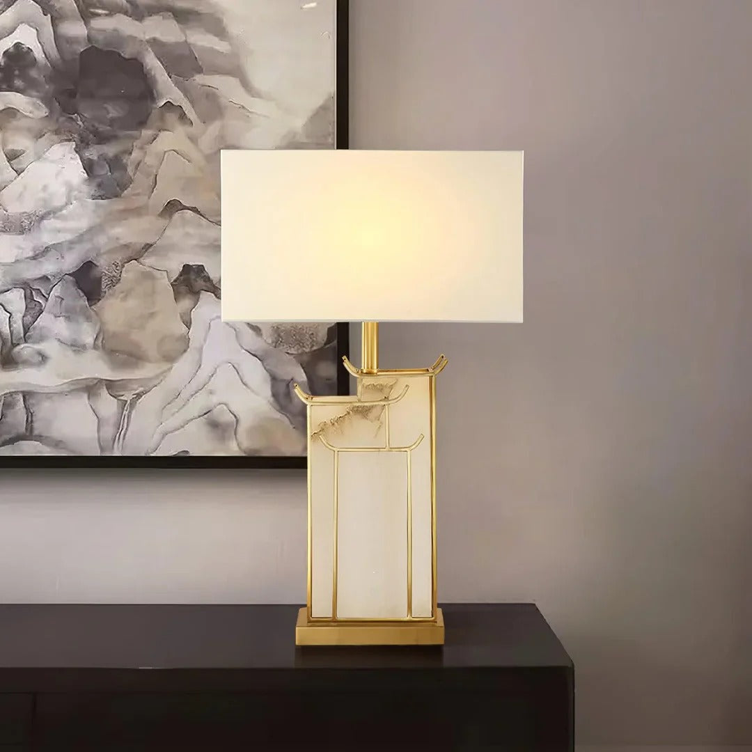 Art Deco Complex Multi-Layered Cuboid Table Lamp