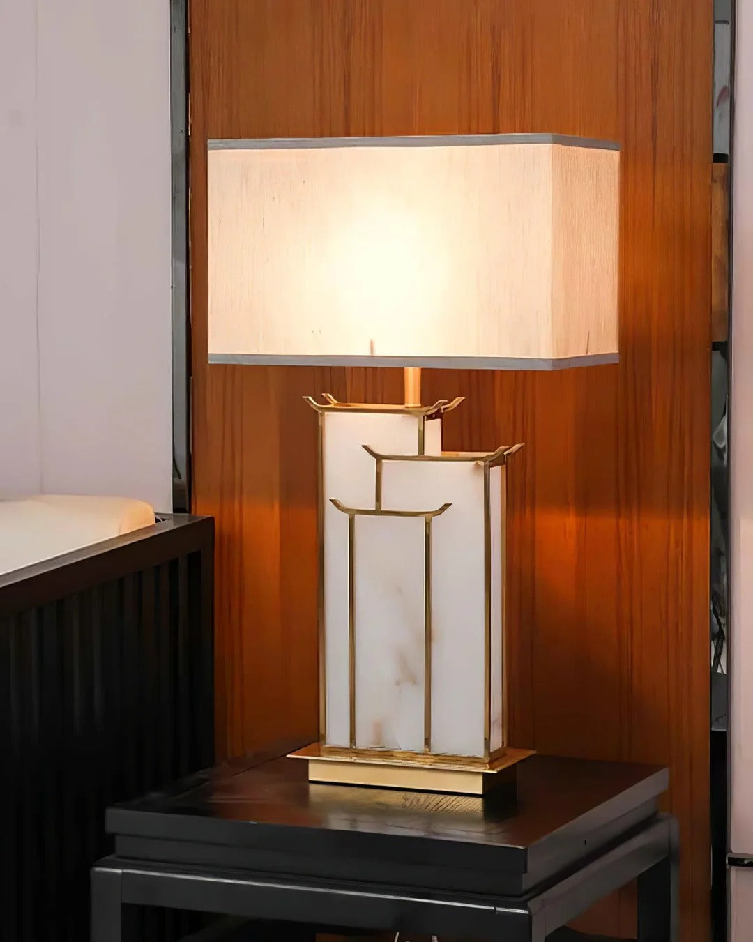 Art Deco Complex Multi-Layered Cuboid Table Lamp