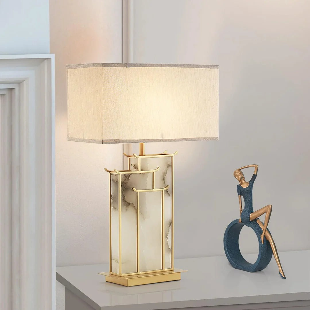 Art Deco Complex Multi-Layered Cuboid Table Lamp