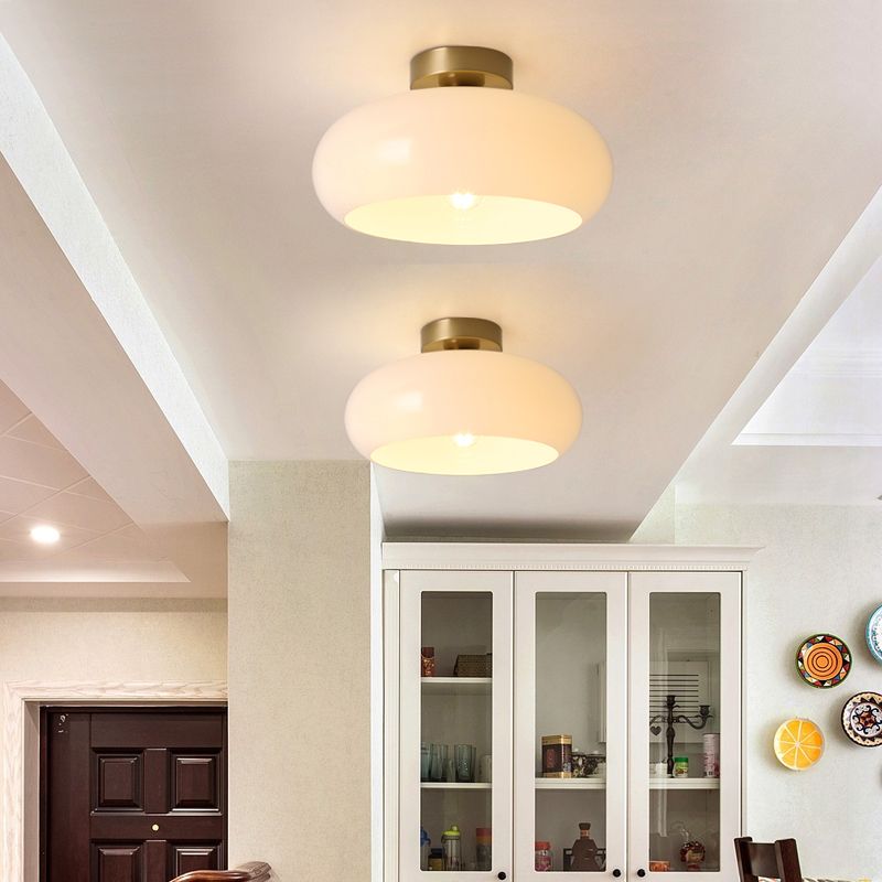 Mid-Century Modern Semi-Prismatic Flush Mount Light