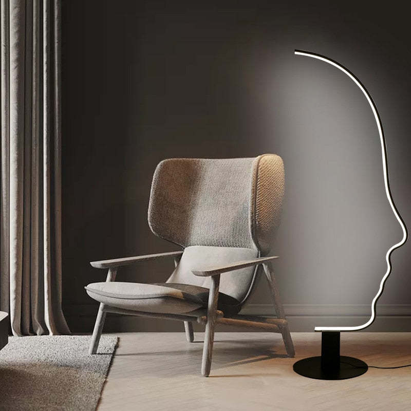 Minimalist Arched Oval-Profile LED Floor Lamp