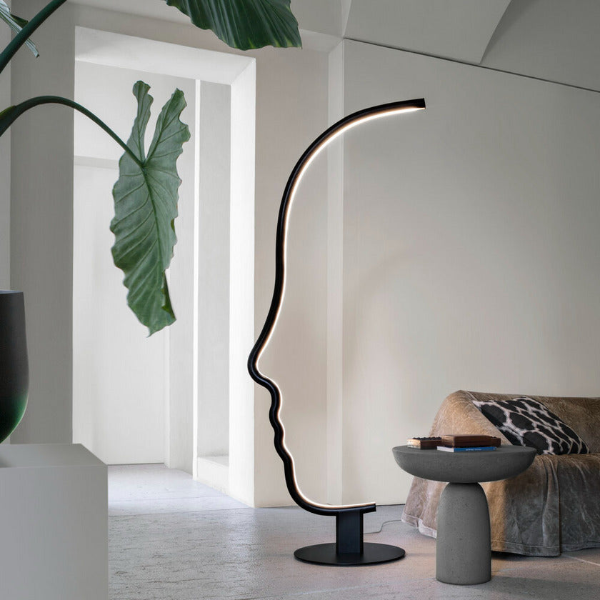 Minimalist Arched Oval-Profile LED Floor Lamp
