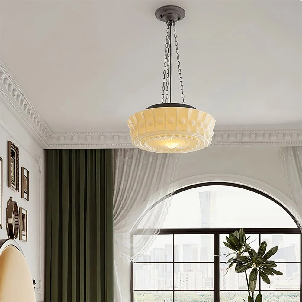 Industrial Relief-Textured Dome Pendant Light