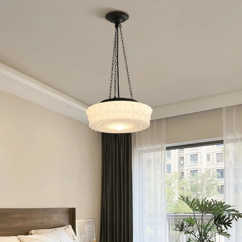 Industrial Relief-Textured Dome Pendant Light