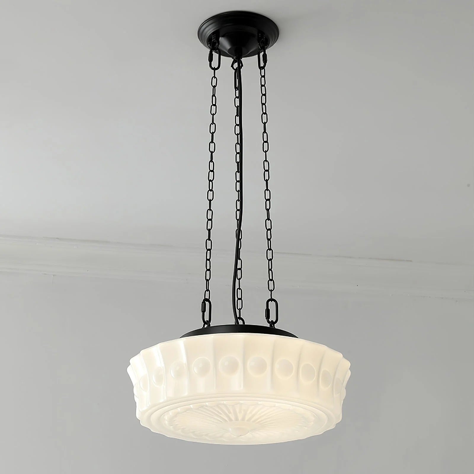 Industrial Relief-Textured Dome Pendant Light