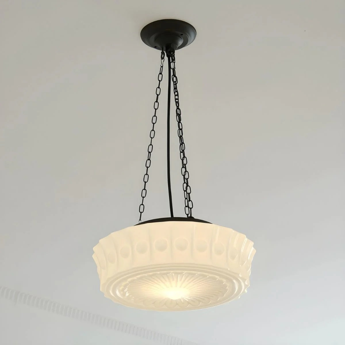 Industrial Relief-Textured Dome Pendant Light