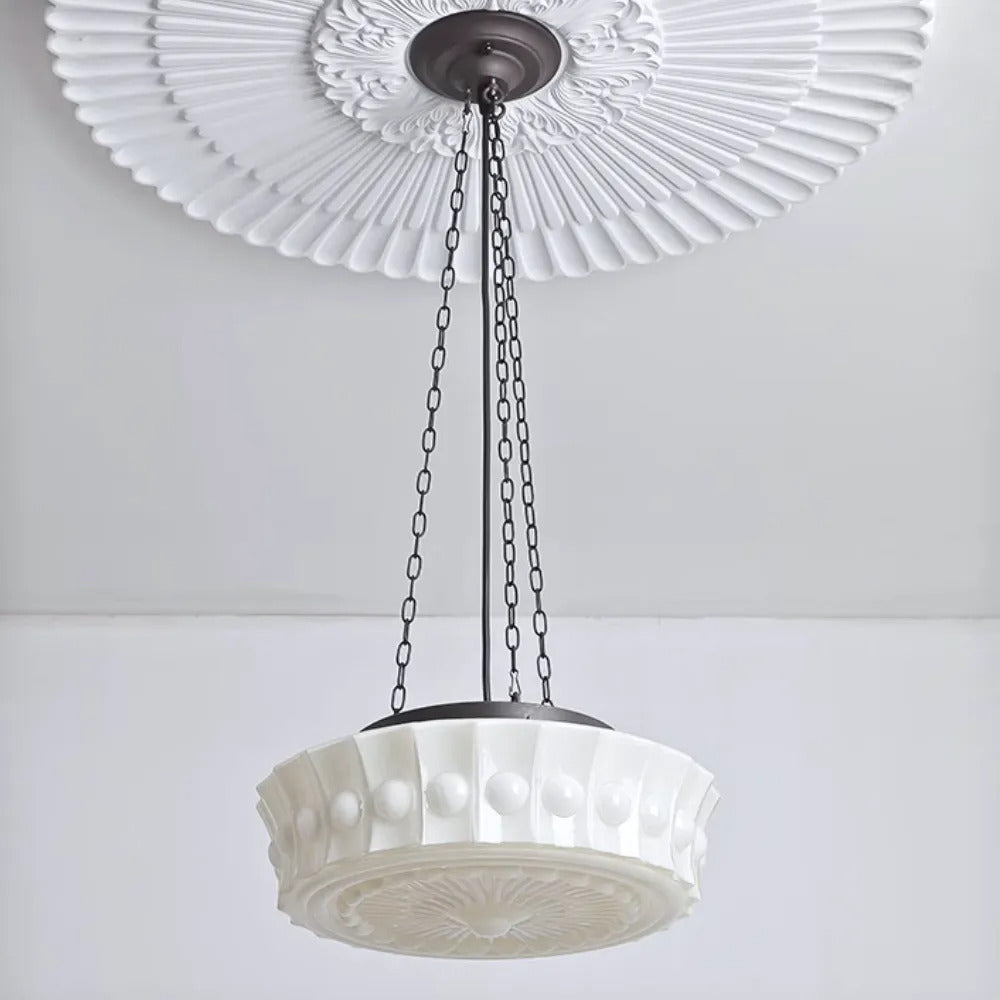 Industrial Relief-Textured Dome Pendant Light