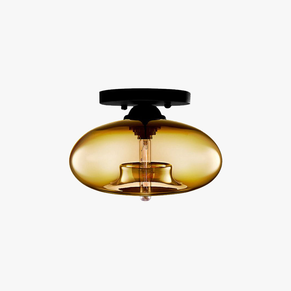 Mid-Century Modern Ellipsoidal Semi-Flush Mount Light