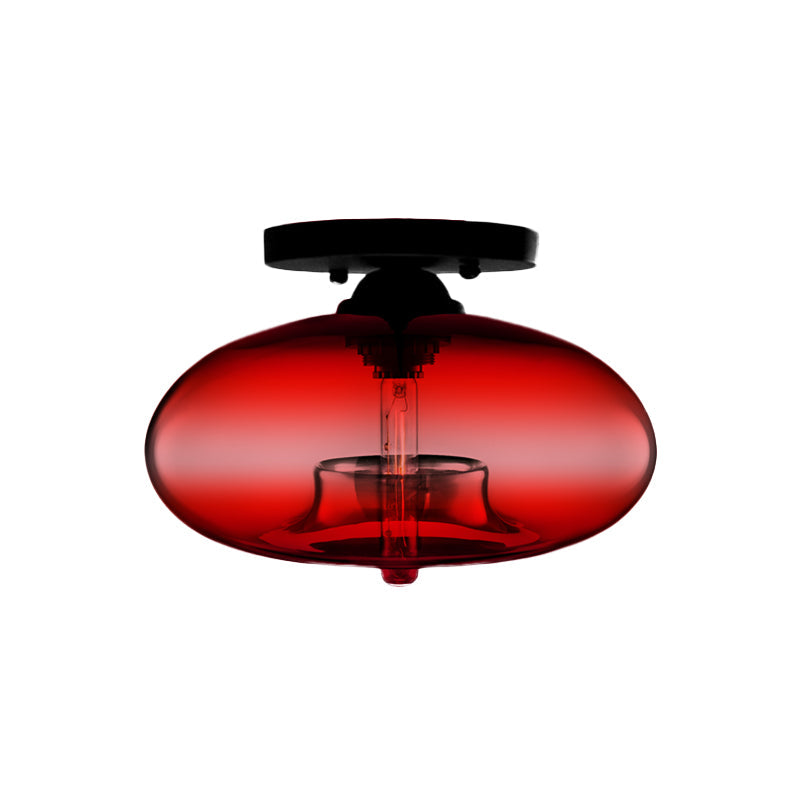 Mid-Century Modern Ellipsoidal Semi-Flush Mount Light