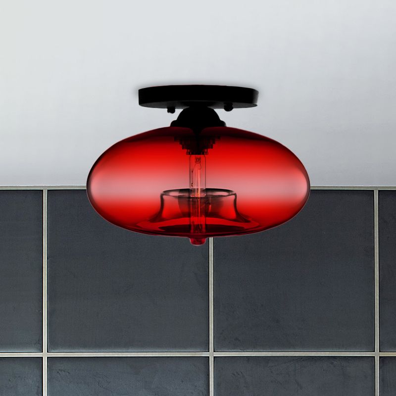 Mid-Century Modern Ellipsoidal Semi-Flush Mount Light