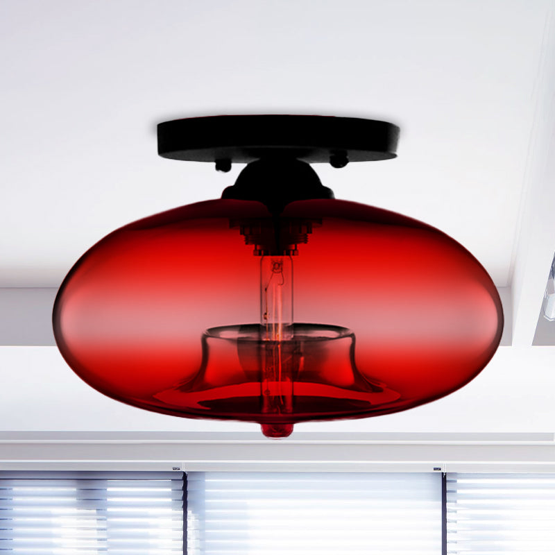Mid-Century Modern Ellipsoidal Semi-Flush Mount Light