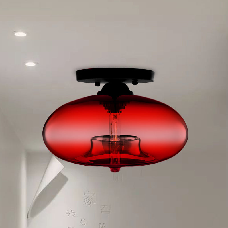 Mid-Century Modern Ellipsoidal Semi-Flush Mount Light