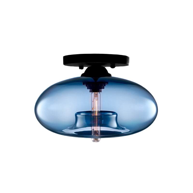 Mid-Century Modern Ellipsoidal Semi-Flush Mount Light